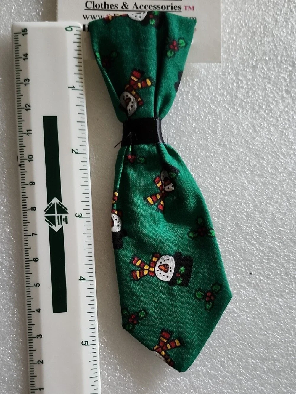 Pookie's Party Green Snowman Slip-Over Dog Collar Tie